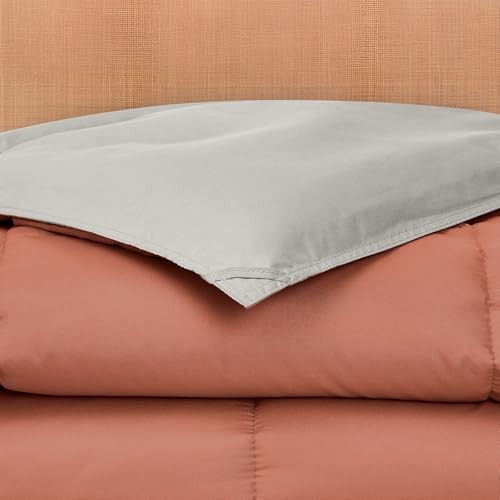 Down Alternative Reversible Comforter Orange Rust/Beige Twin