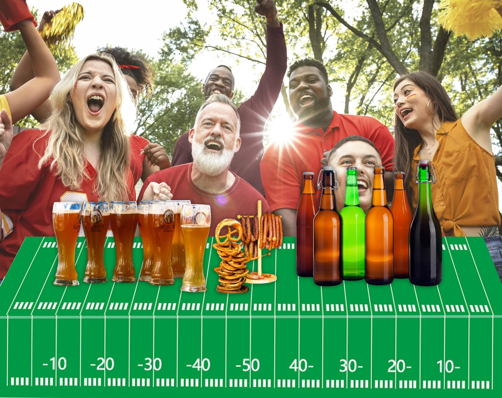 Kesfey 3 Packs Football Party Tablecloth 54 x 108 Inches Football Field Touch...