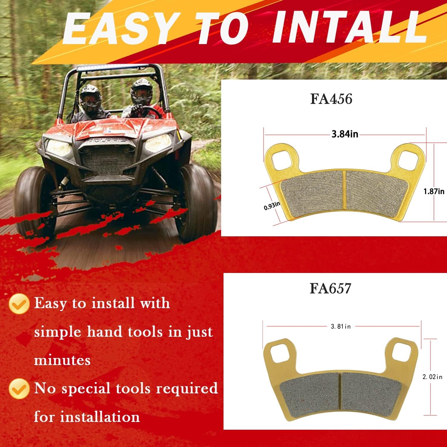 Front & Rear Parking Brake Pads For Polaris Razor RZR 570/800/900/1000 S 800 900