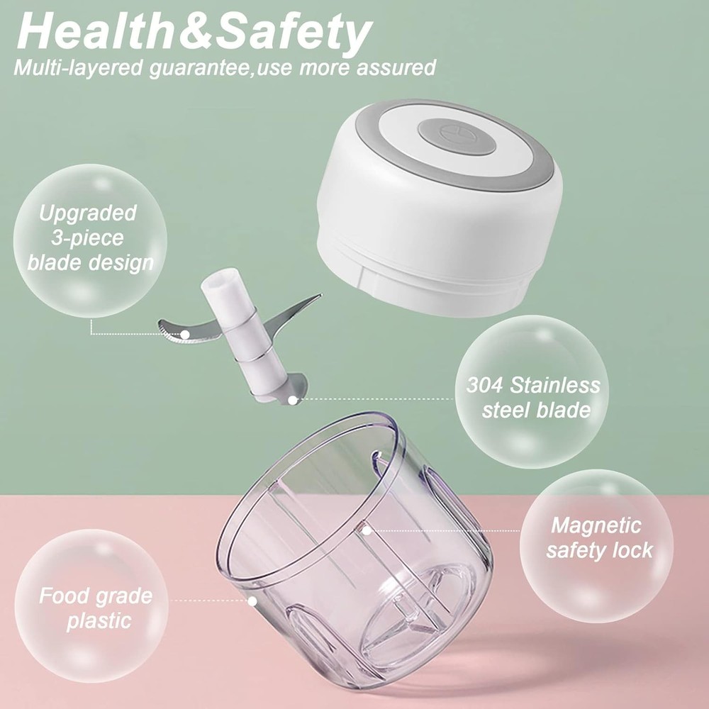 USB Rechargeable 250ML Electric Garlic Chopper - Compact & Powerful Kitchen Tool