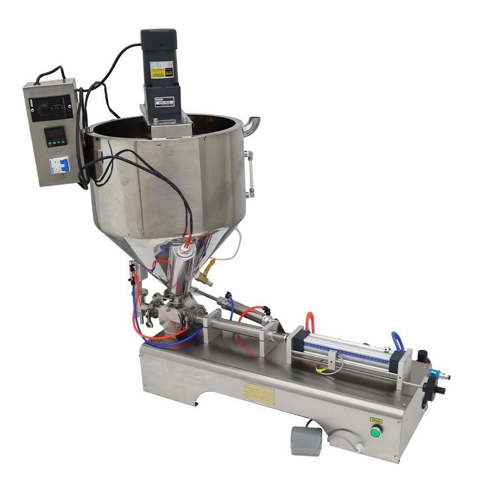 Pneumatic Paste Liquid Heating Stirring Filling Machine Single Nozzle 10-100ml