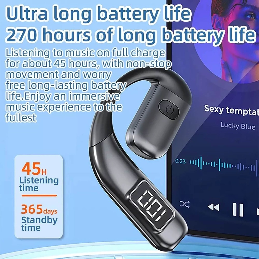 Bluetooth 5.5 Wireless Headset Driving Trucker Earbuds Noise Cancelling