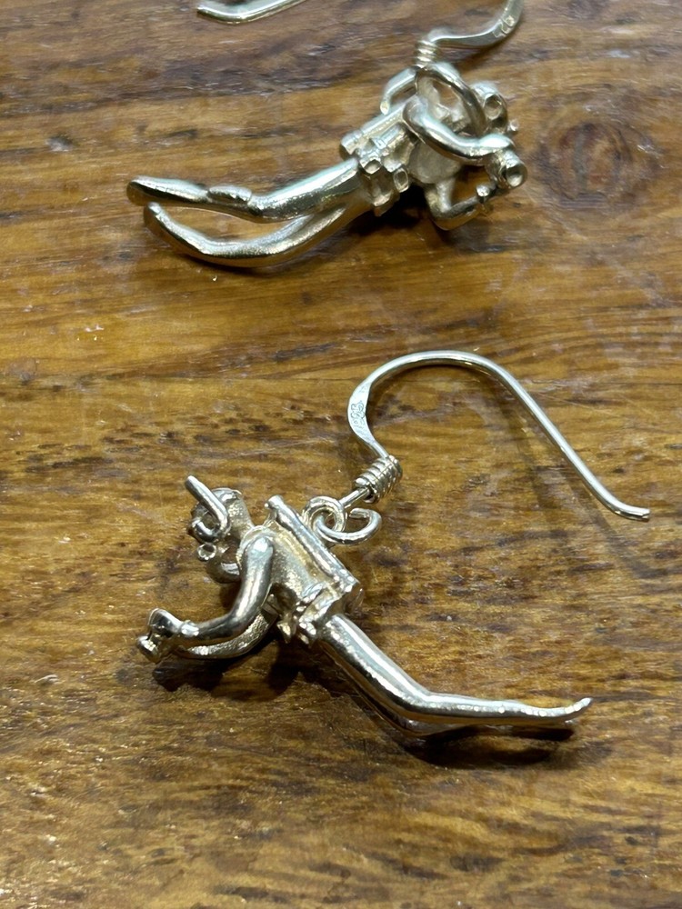 silver SCUBA diver earrings and necklace set,