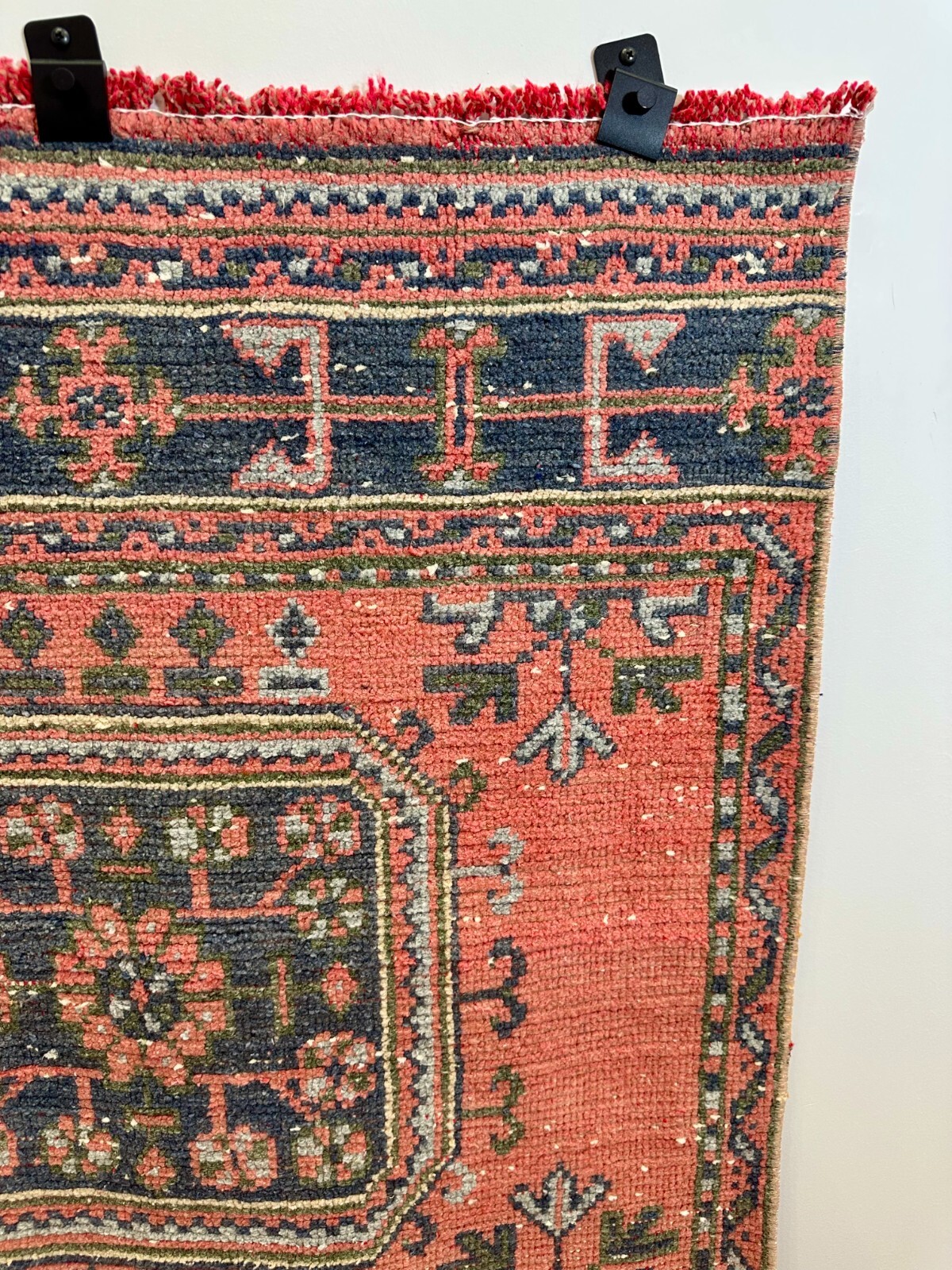 3x11 Pink Floral Vintage Runner, Turkish Runner, Handmade Wool Rug, Oushak Rug