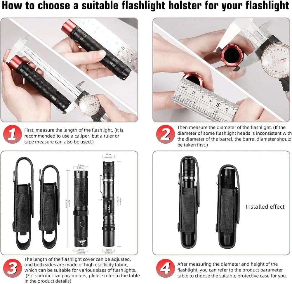 YONCONO Flashlight Holster Molle Tactical Torch Cover Case Nylon Adjustable LED