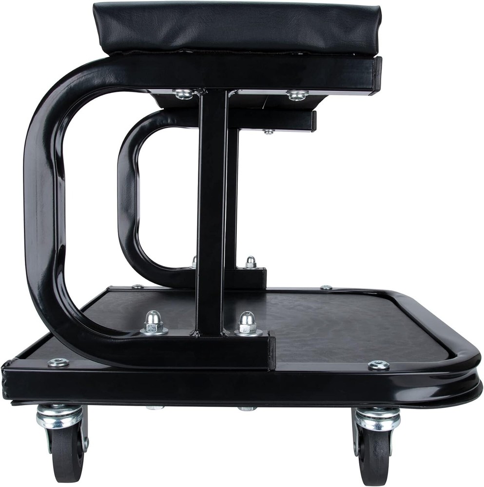 Comfortable Rolling Work Seat with Padded Cushion - Tool Tray Included