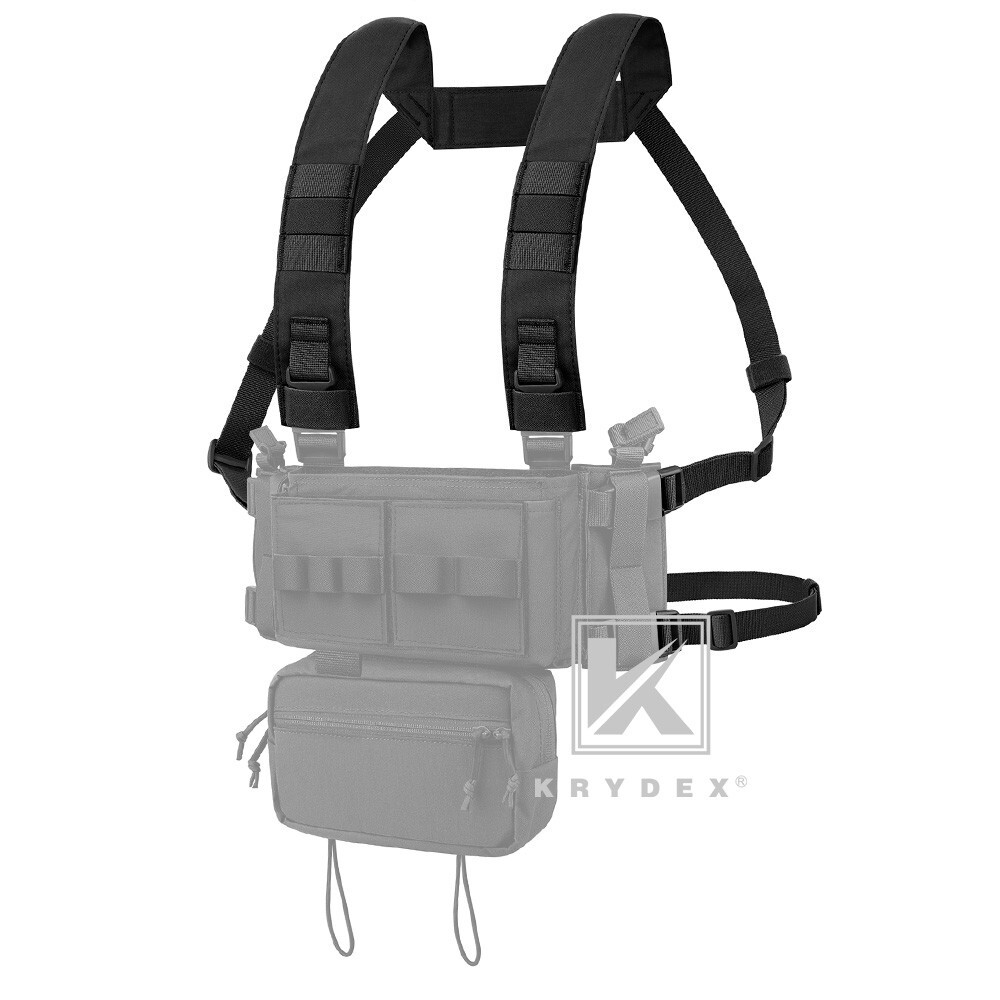 KRYDEX Micro Fight Shoulder Fat Strap and Back Strap for Chest Rig Placard Black