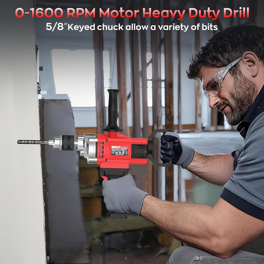Drill Mixer,3200W 20A Concrete Mixer for Drill, 110V Corded Variable Speeds