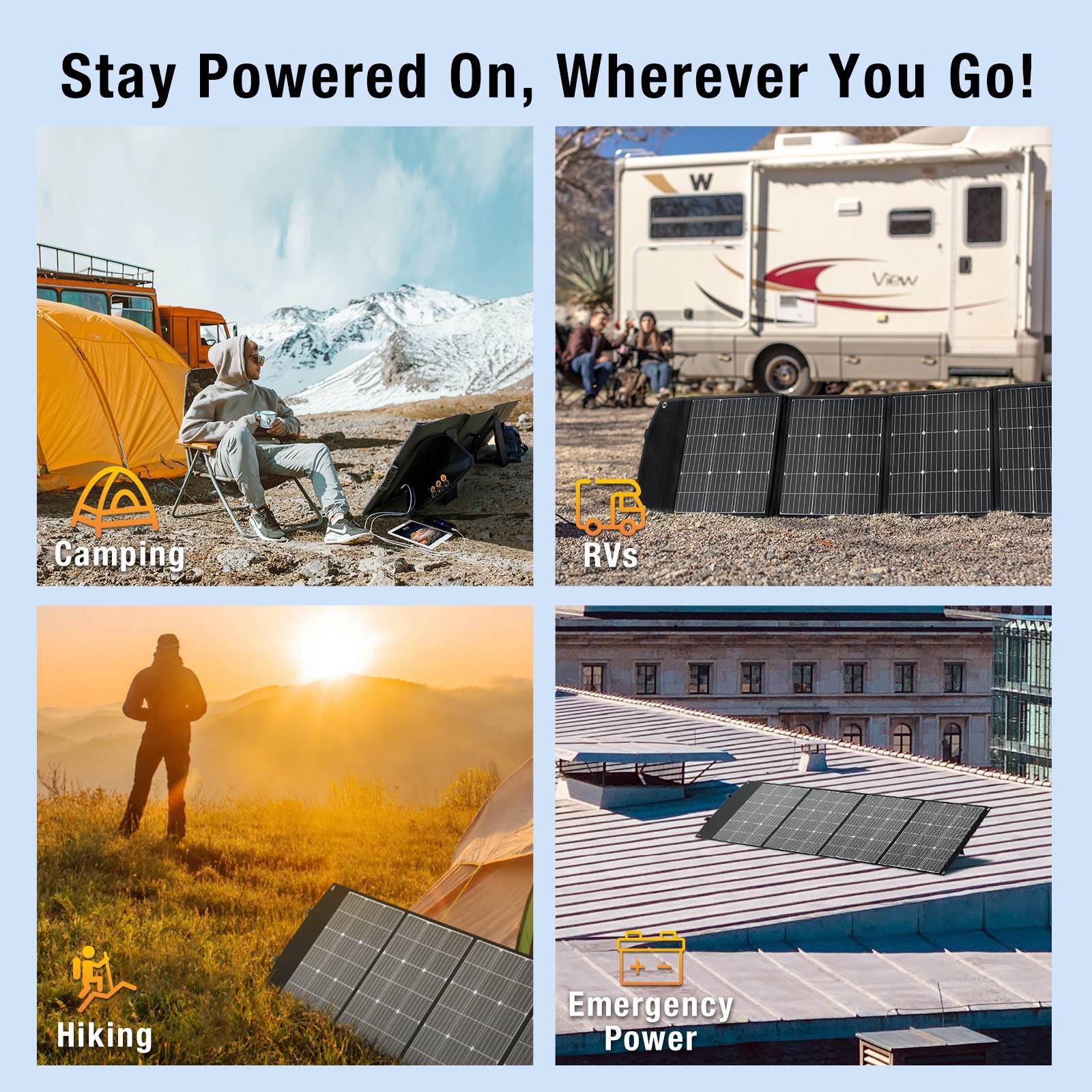 200W Bifacial Portable Solar Panel, Bend Resistant Foldable Solar Panel 200Watt