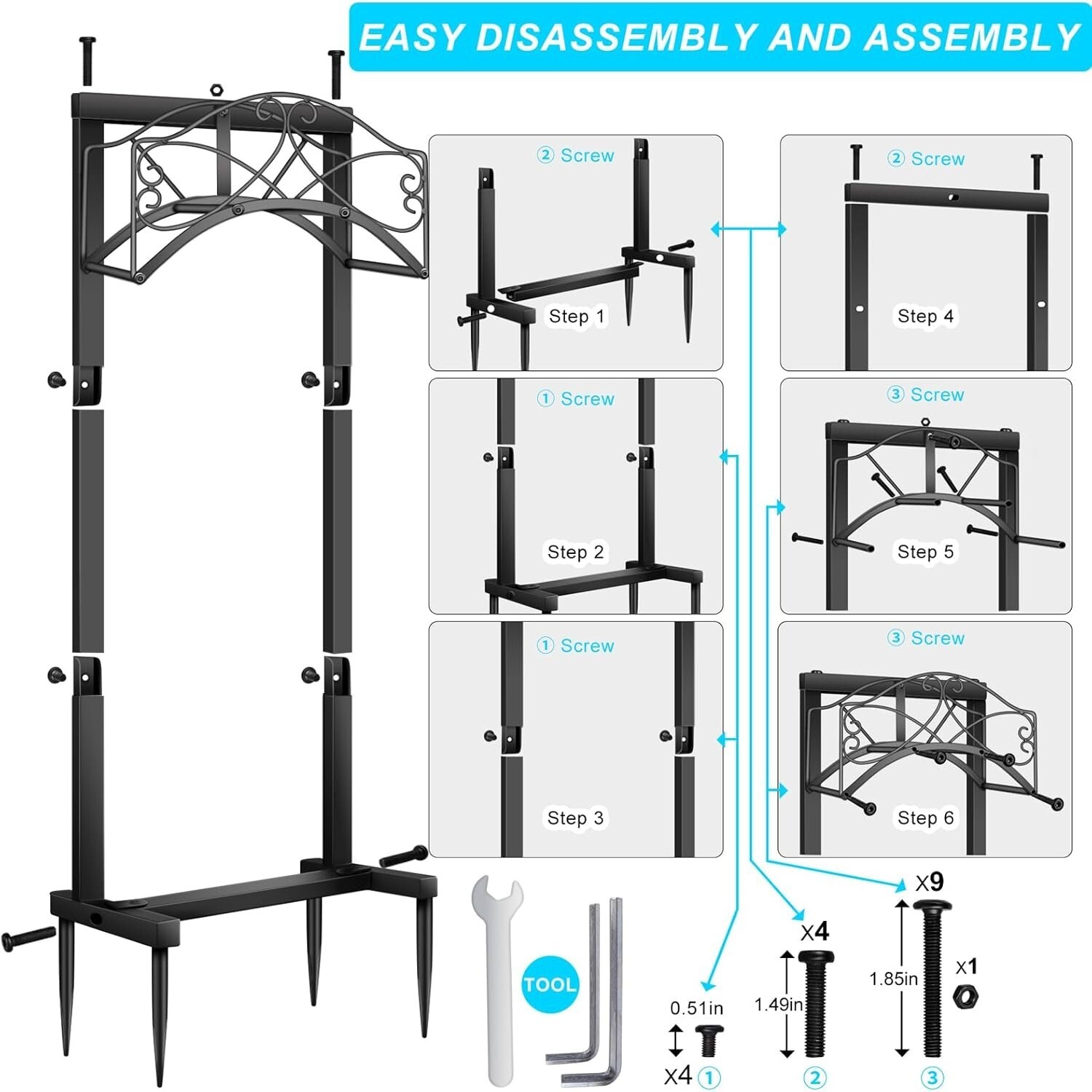 41.5-inch Detachable Metal Garden Hose Holder Reel Hanger