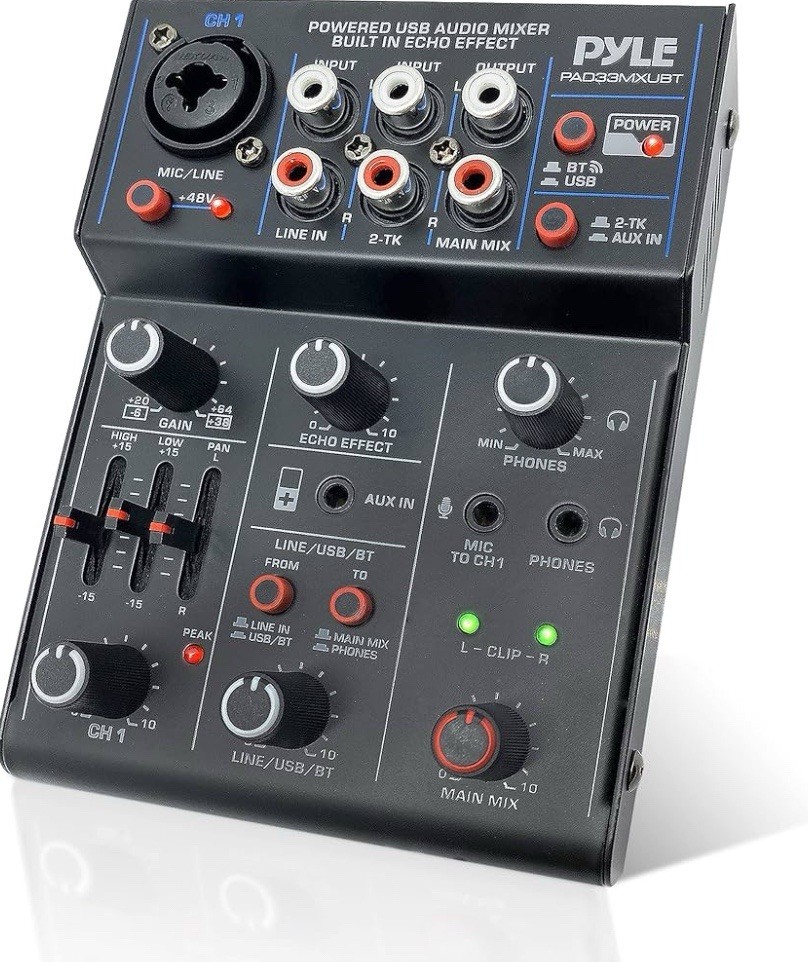 Pyle Professional Wireless 3-Channel DJ Mixer – Bluetooth, USB Interface