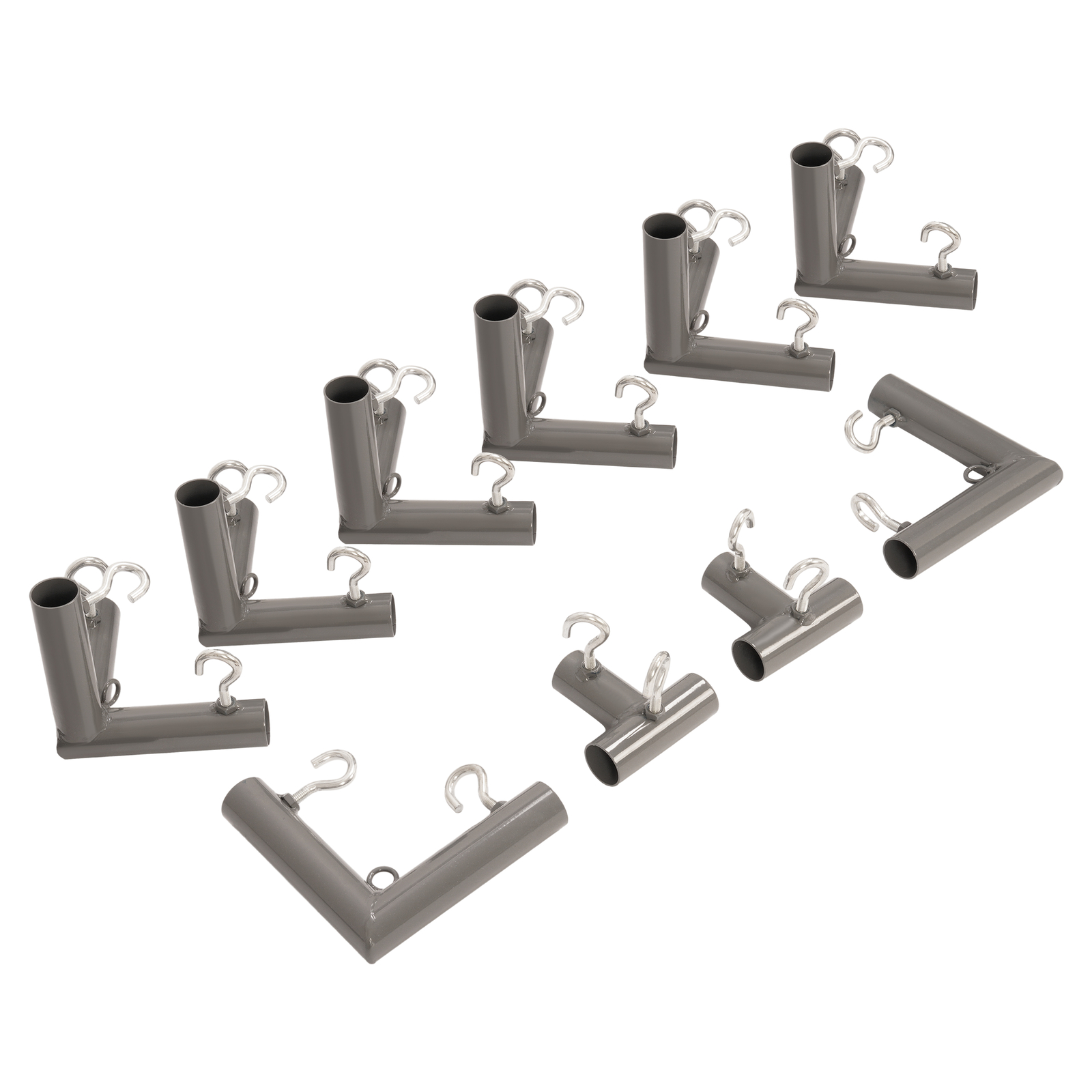 10 Pieces Gray Powder Coated 1" Golf Frame Corner Bracket Kit DIY with Eye-Bolts