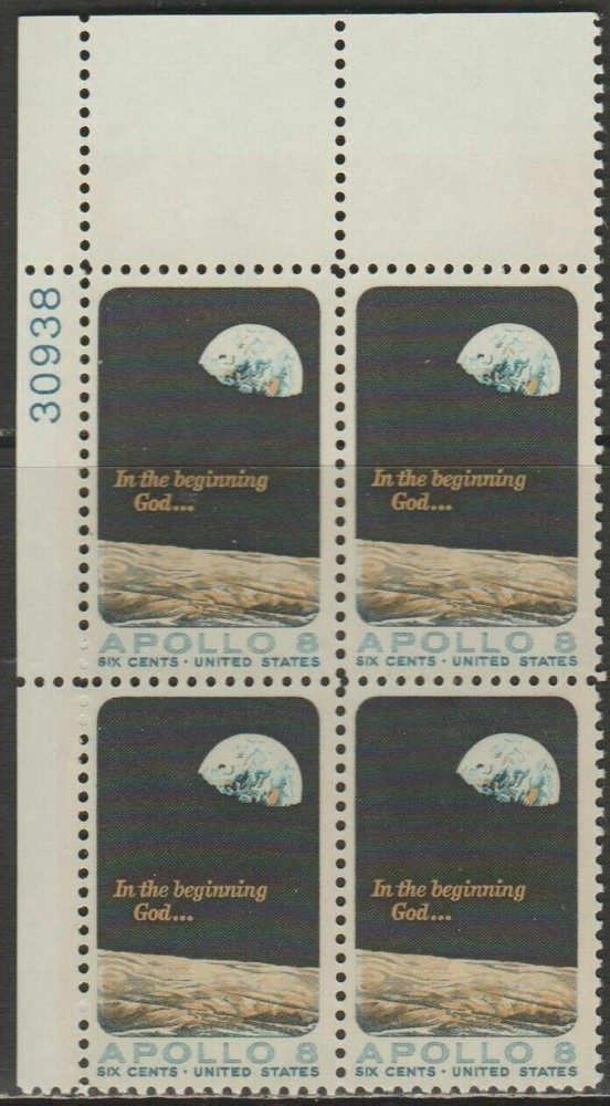#1371 Apollo 8  1969 Mint Never Hinged Space Commemorative PLATE # BLOCK