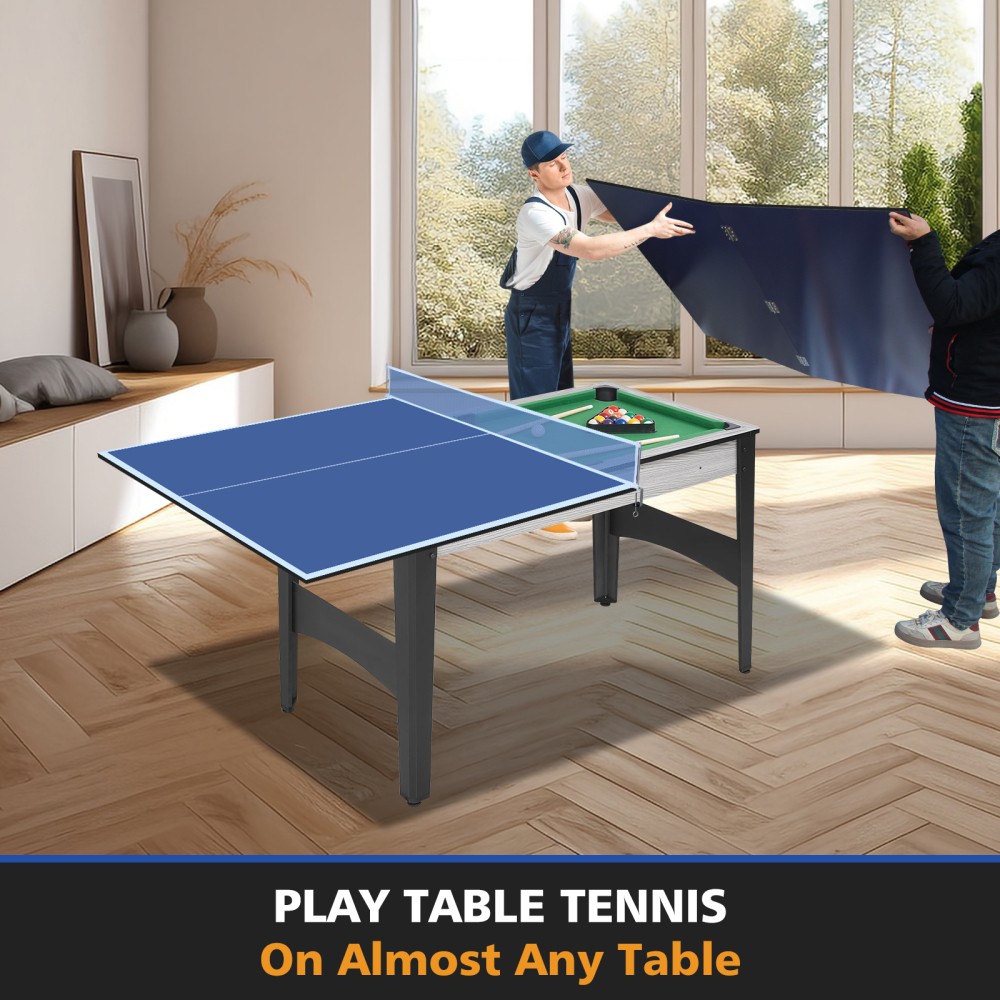 Folding Blue Portable Ping Pong Table Top with Net Posts Indoor