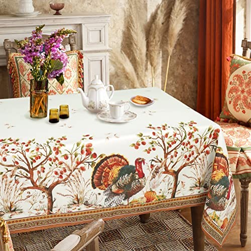 Fall Thanksgiving Double Border Decoration 84" x 60" (Rectangular) Turkey