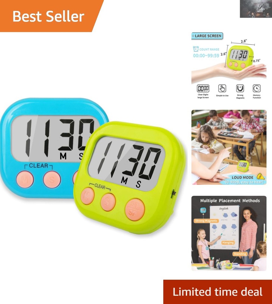 Versatile 2 Pack Classroom Timers with Magnetic Back - Easy Setup for Teachers