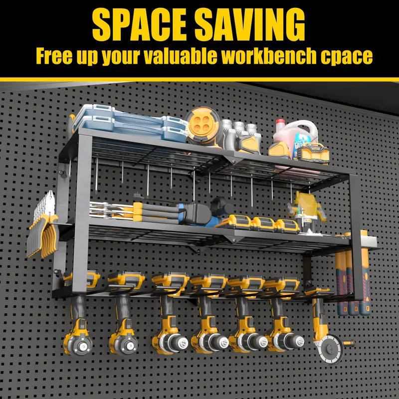Heavy Duty 3-Layer Power Tool Organizer Drill Holder 26" Wall Mount Storage Rack