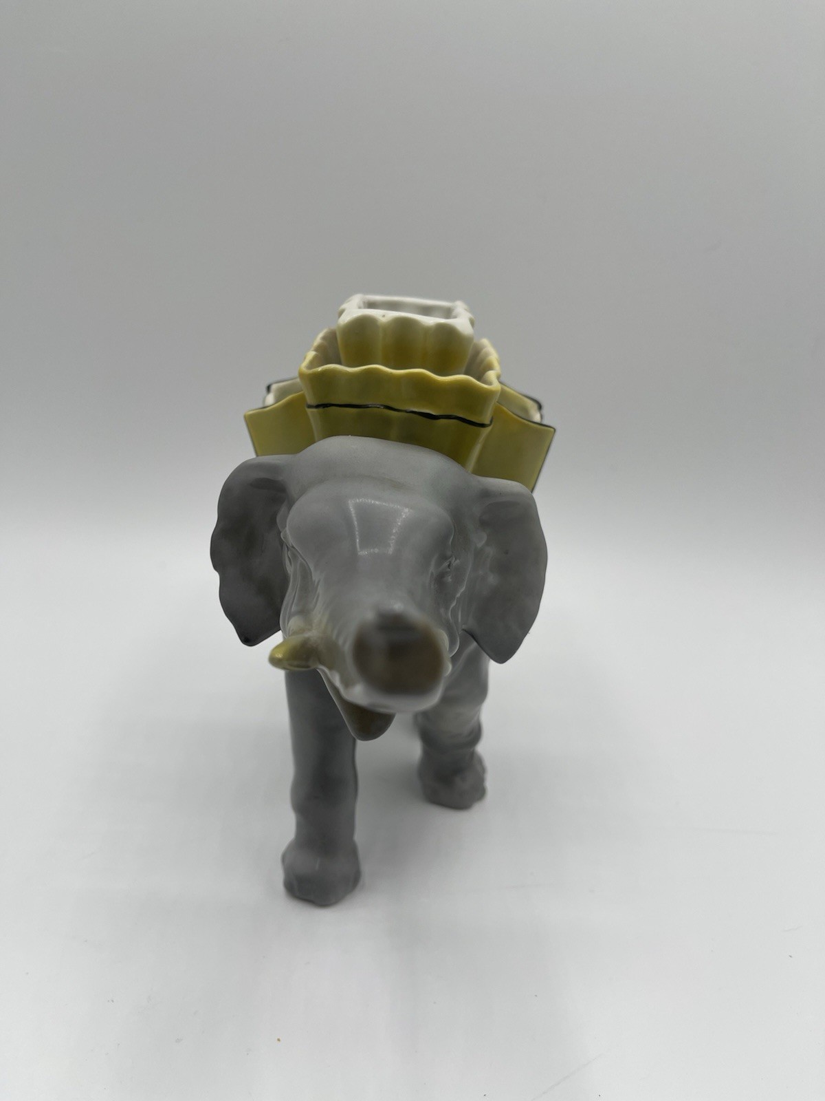 VTG MCM Elephant Handpainted Porcelain Cigarette Holder Figurine Bavaria Germany