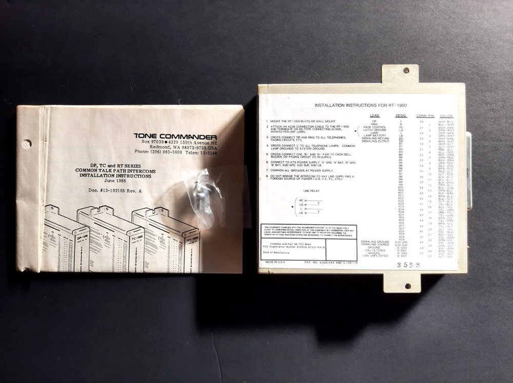 TELCO TONE COMMANDER (RT-1900) Vintage Rotary Dial Intercom System