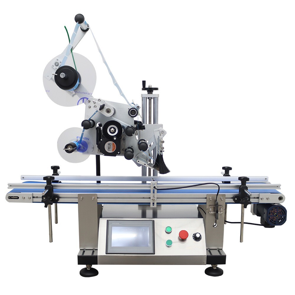 Stainless Steel Automatic Desktop Conveyor Table Bottles Plane Labeling Machine