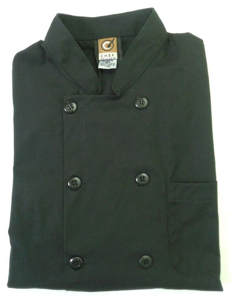 Chef Designs 10 Button Vented Chef Jacket Coat SMALL Black
