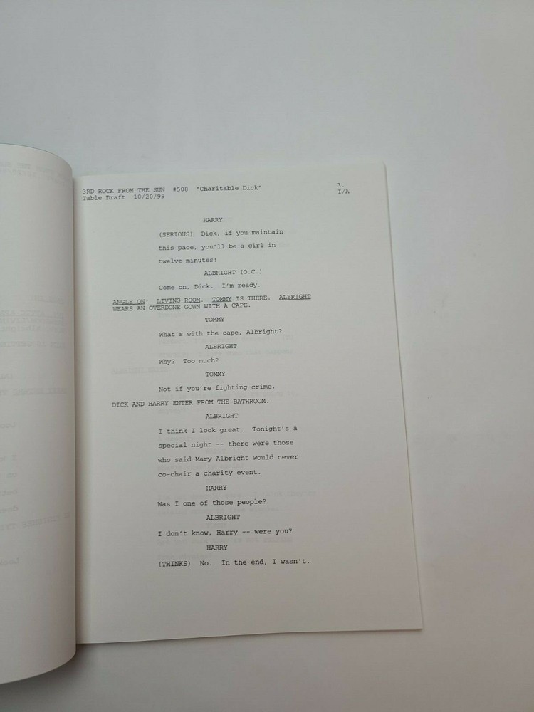 3RD ROCK FROM THE SUN / David Sacks 1999 TV Script, Simbi Kali "Charitable Dick"