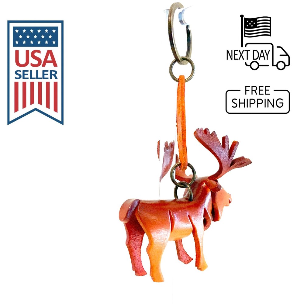 Moose Handmade Leather Keyring