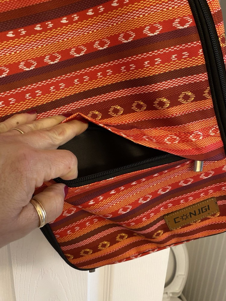 CONJGI camping cooking utensil storage bag with a vibrant pattern.