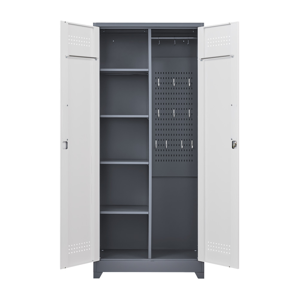 72" Metal Locker Cabinet - Locking Doors - Adjustable Shelves - Utility Storage
