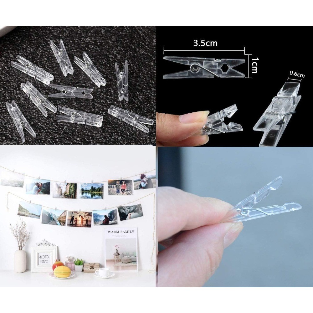 Mini Plastic Clips Clear Utility Pins for Photos String Lights Craft Display