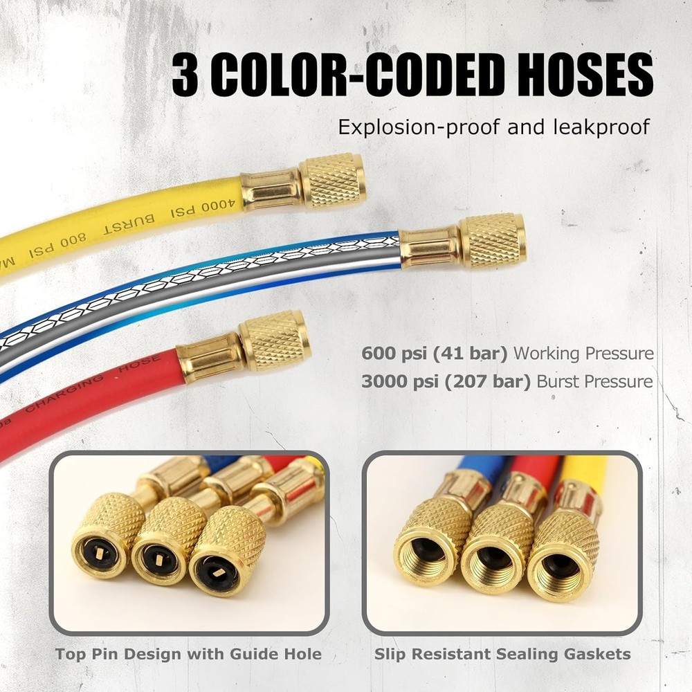 Complete AC Manifold Gauge Set for Refrigerants - Durable & Accurate Diagnostics