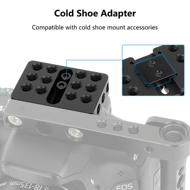 Lightweight Camera Cheese Plate Hot Shoe Adapter MultiHole Base 1/4Inch Thread