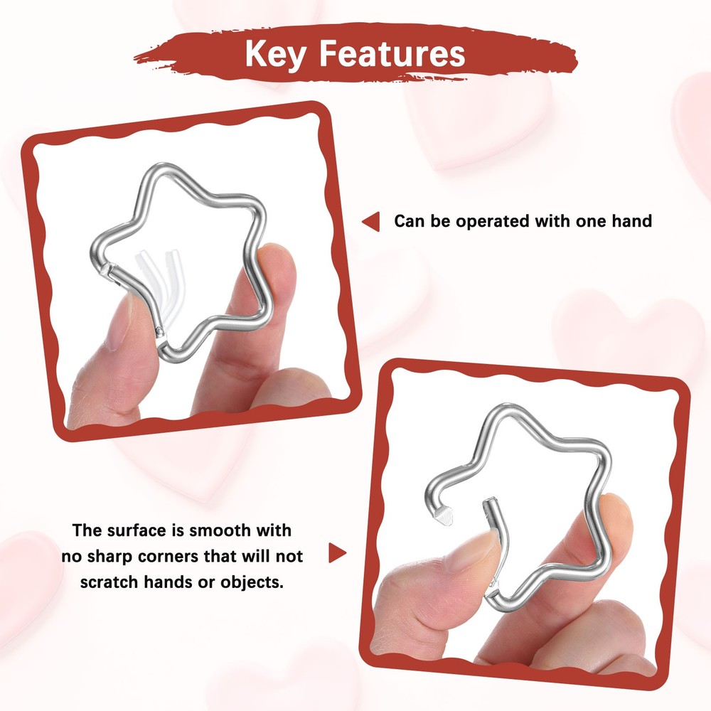 Star Shaped Snap Clip [6 Pack] - Keychain Clip [Silver]