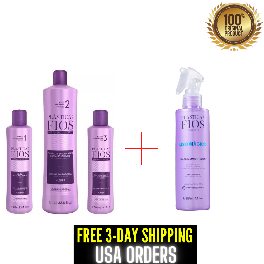 Cadiveu Plastica dos Fios 3 Steps Brazilian Keratin + Cadiveu Liso Mágico 215ML