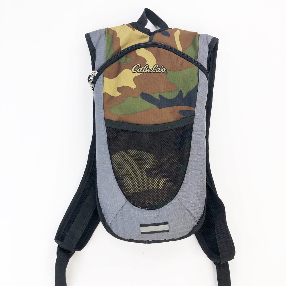 Cabelas Hydration Pack Hiking Water Backpack 2 Liter No Bladder Camo Gray