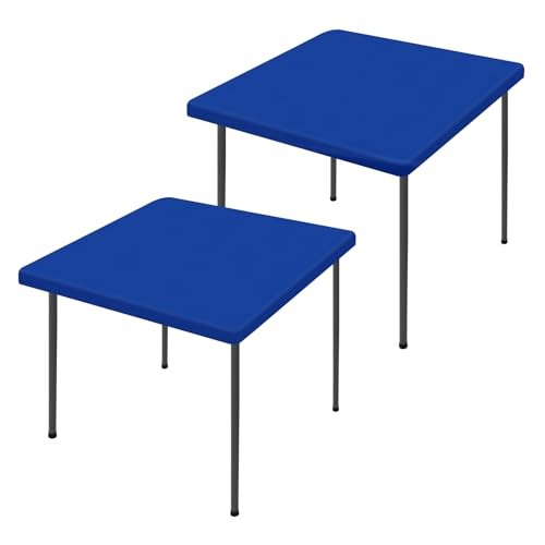 Spandex Picnic Table Cloth 2 Pack, Elastic Fitted 34" x 34" (Square) Blue