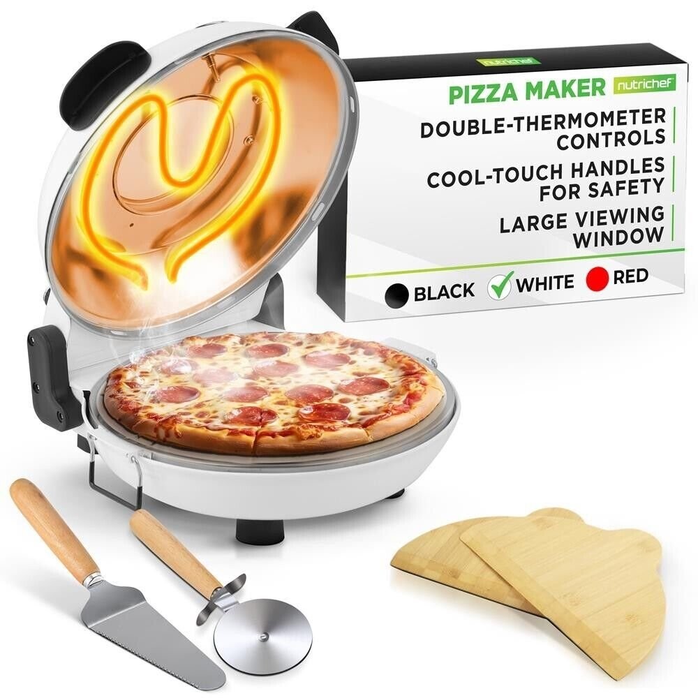 NutriChef Countertop Pizza Maker - Electric Oven w/ Temperature Controls