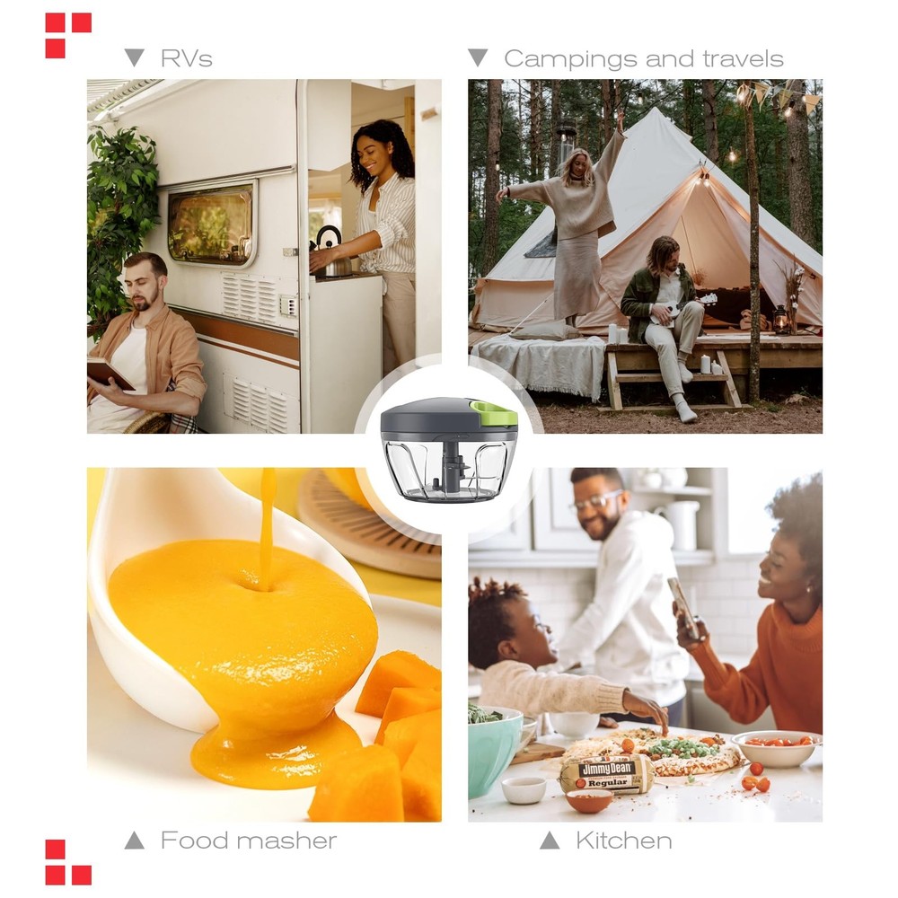 Manual Food Processor Vegetable Chopper, Portable Hand Pull String Garlic Min...