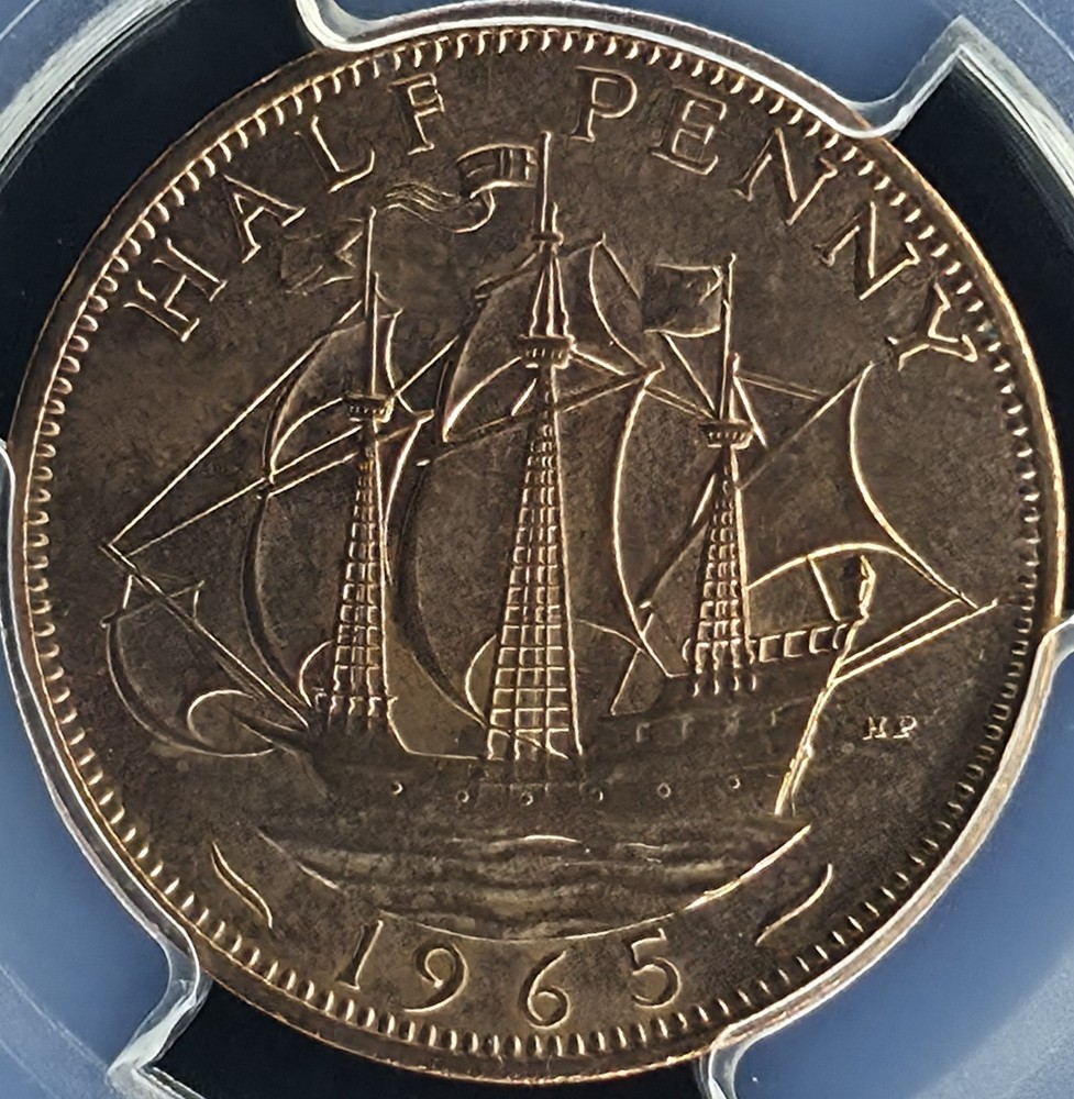 1965 Great Britain Half Penny 1D | PCGS MS63RD (7985)