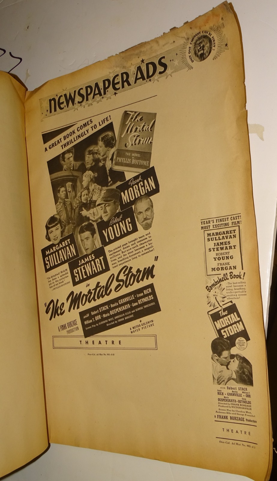1940 THE MORTAL STORM Exhibitor Manual & Mini-Poster (Herald) James Stewart, etc
