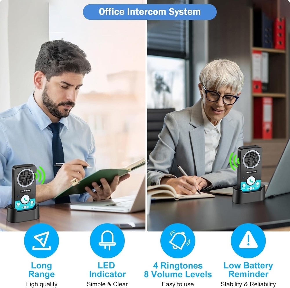 Wireless Intercom System for Home Office Classroom Long Range 2 Way Audio