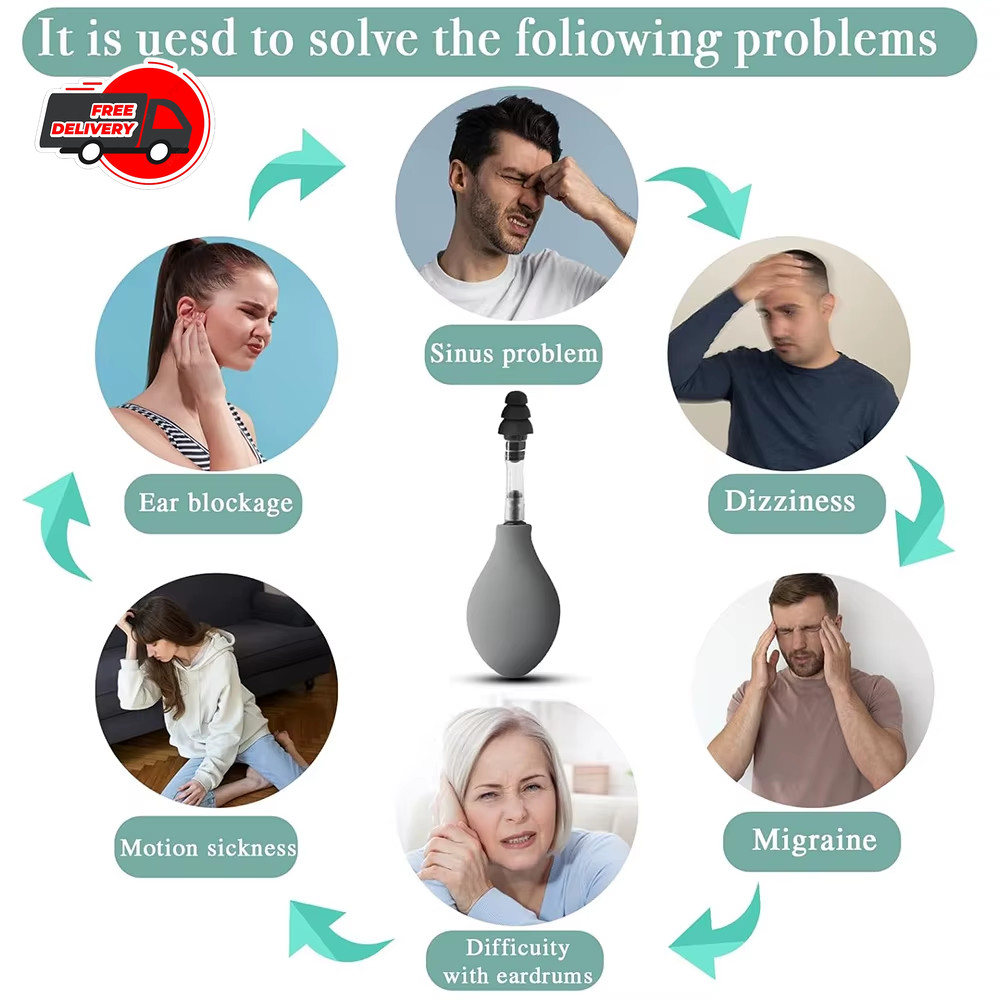 Portable Ear Pressure Suction Device Inner Ear Relief Tool with Earplugs Headach