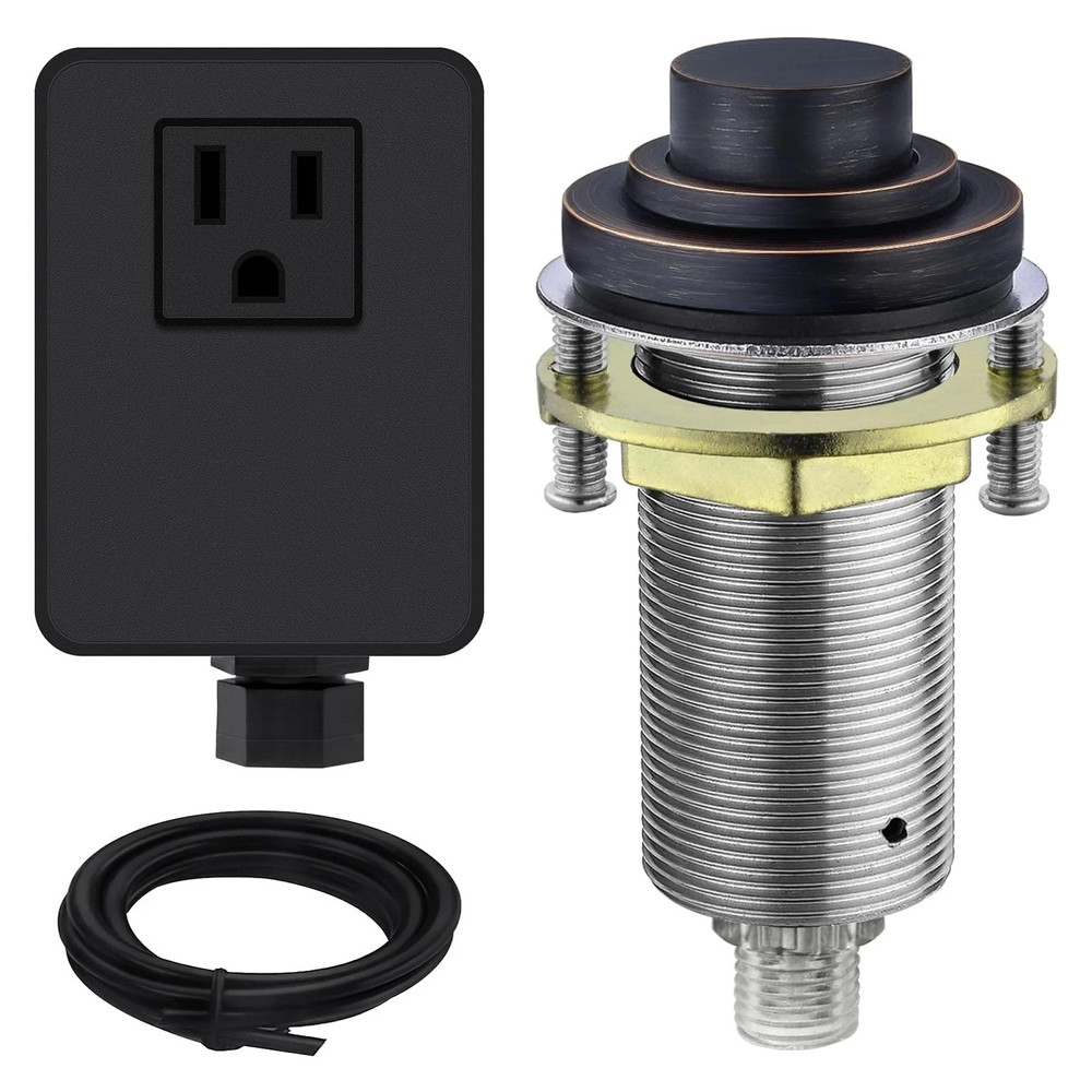 SinkTop Air Switch Kit (Long Full Brass Button) for Garbage Disposal, Cordles...