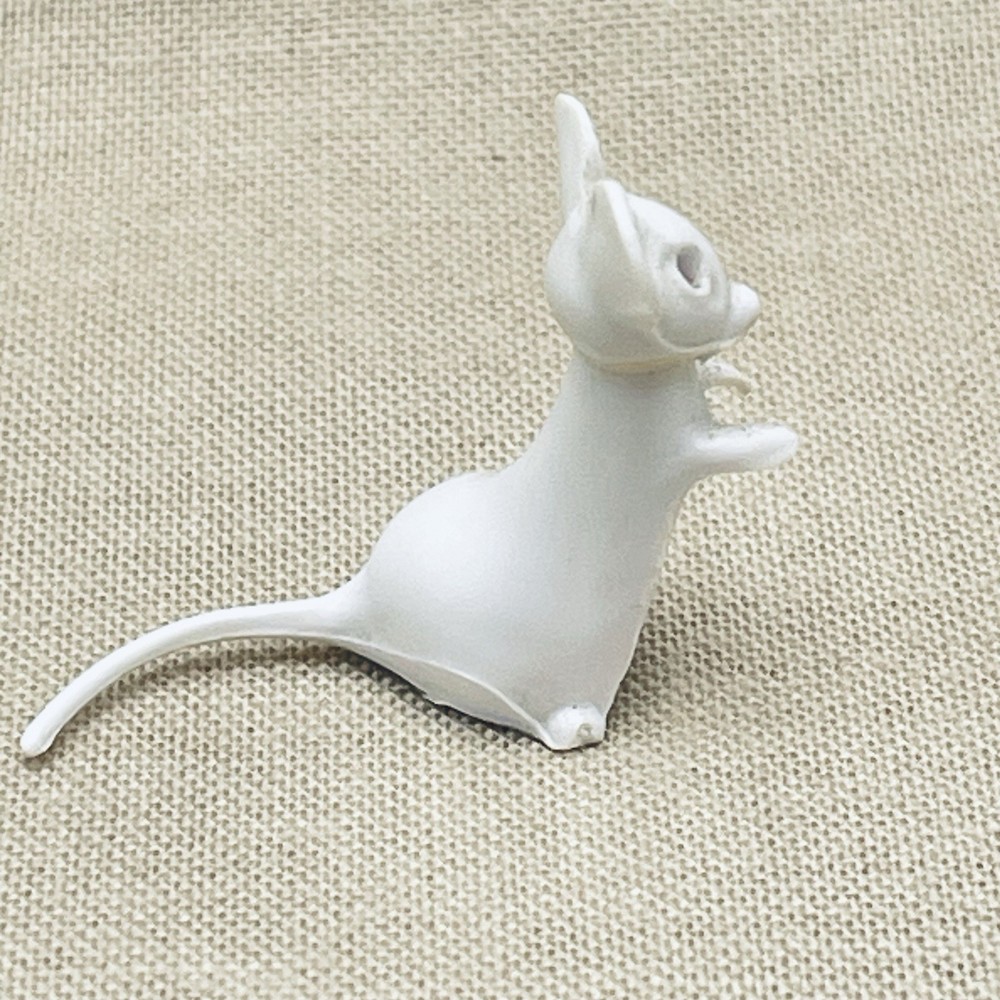 Vintage Miniature Mini Small Plastic West Germany White MOUSE & CHEESE Figurine
