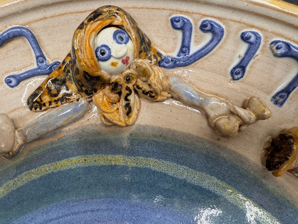 Whimsical Artisan Ceramic Hand Crafted Passover Seder Platter 12.25”