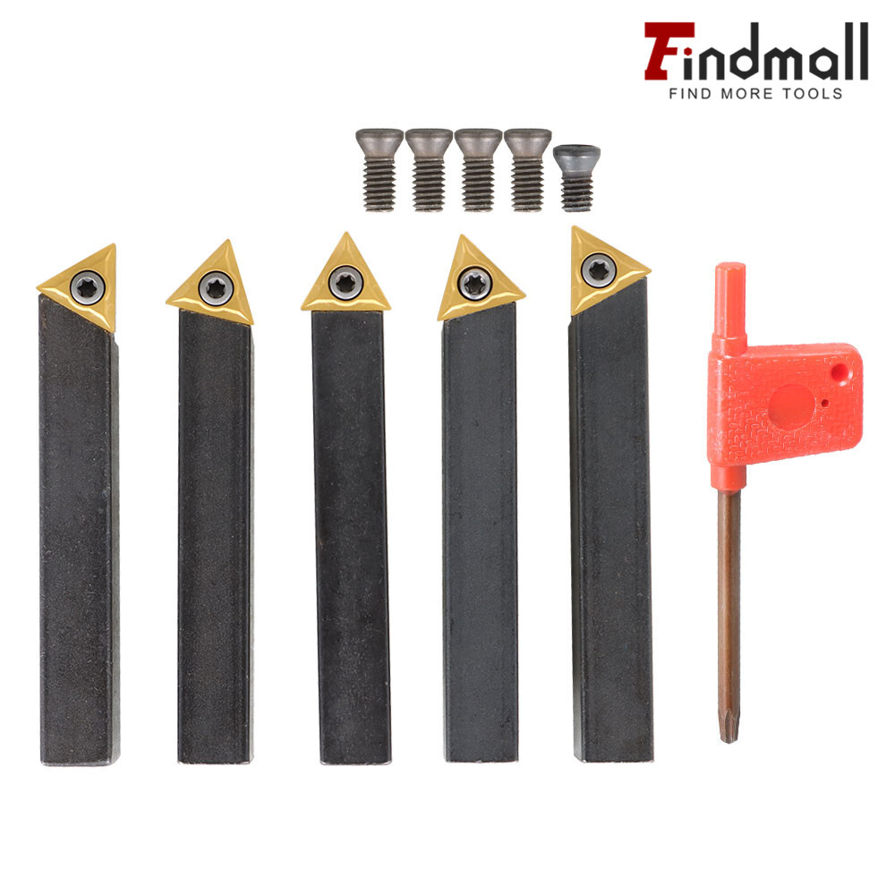 Findmall 5× Insert 1/2" Lathe Indexable Carbide Bits+Turning Tool Bit Holder Kit