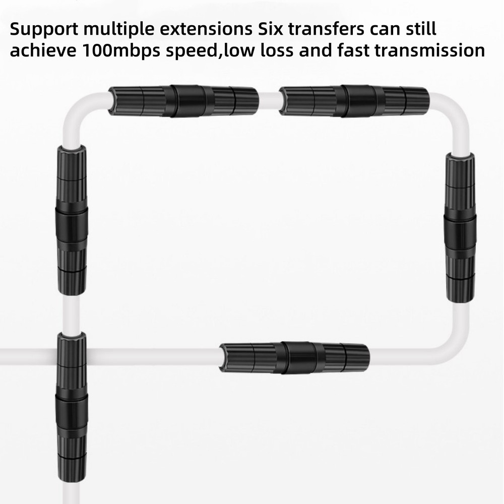 Black 3x RJ45 Outdoor Shielded Network Ethernet Cable Extender Coupler