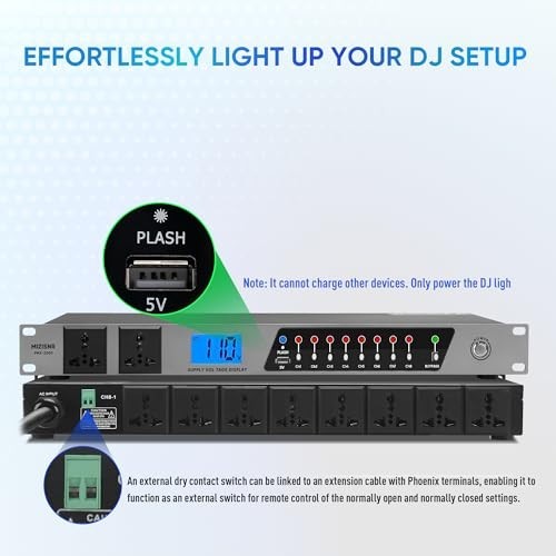 20A Rack Mount Power Conditioner, 10 Outlet Sequencer, 2000W Surge Protector, Vo