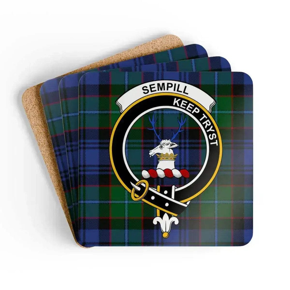 Clan Sempill Crest Tartan Coaster Set