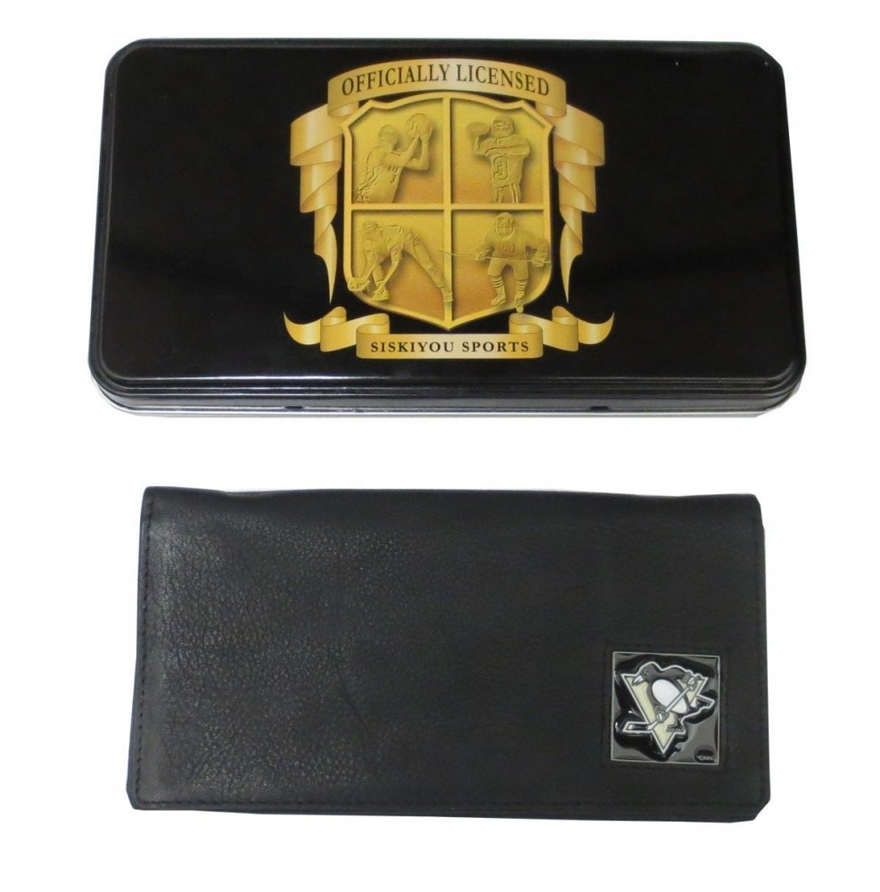 Pittsburgh Penguins Leather Checkbook Cover w/ Tin